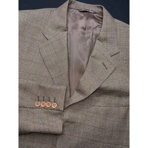 CANALI Mens 43S Pure Wool Windowpane‎ Blazer Sport Jacket Coat Brown *Read